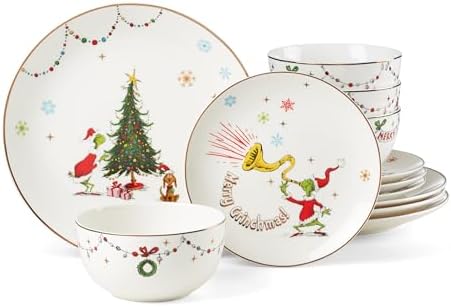 Lenox Merry Grinchmas Porcelain 12-Piece Christmas Dinnerware Set for 4 by Lenox