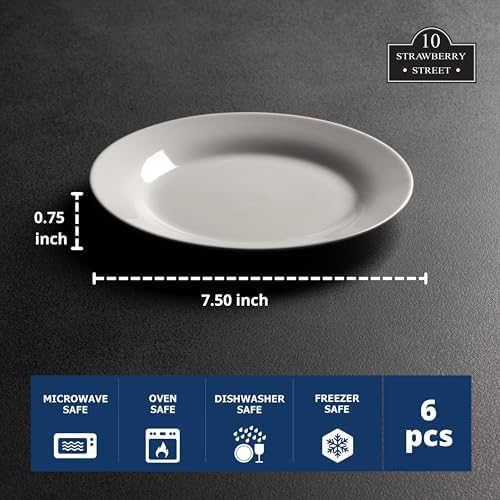 10 Strawberry Street Simply White 7.5" Round Salad Plate, Set of 6 - Image 6