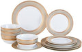 Porcelain Dinnerware Set with Real Gold Trim (Geometric Pattern,Service for 4) by Roeveca