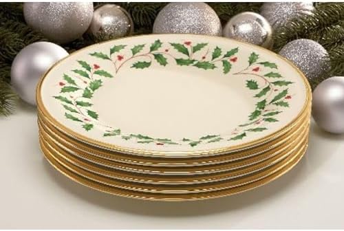 Lenox Holiday Porcelain Christmas Dinner Plate Set for 6 - Image 4