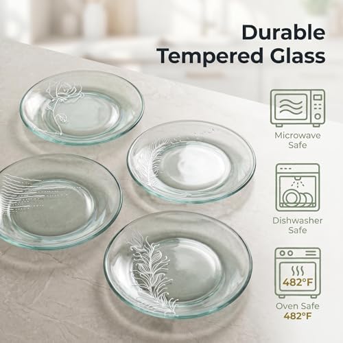 Tempered Glass Plates Set of 4, 8 Inch Appetizer Dessert Plates - Image 4