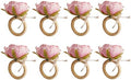 Flower Napkin Rings Set of 8,Pink Peony Flower Handmade Napkin Holder Rings Table Decorations for Wedding,Fall,Daily Party,Picnics,Banquet,Luncheons,Birthday,Christmas,Valentine's,Thanksgiving by FEKIDO