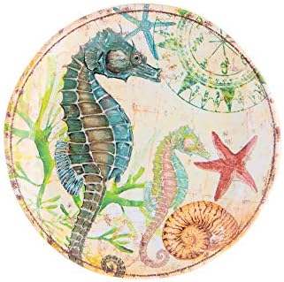 UP UPware Seahorse Melamine Round Dessert Plates, Small Serving Plates, for Appetizer, Snacks, and Side Dishes, Multicolor, 6 Inch, Set of 4 - Image 3