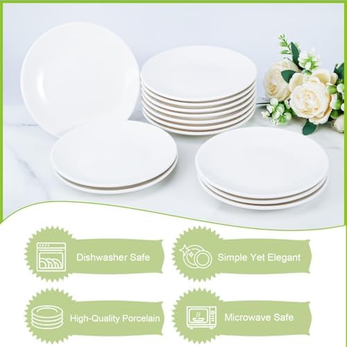 Ceramic Dessert Plates Set of 8, 6 Inch White Appetizer Plates - Image 3