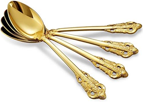 KEAWELL Luxury 4-Piece 18/10 Stainless Steel Dinner Spoon Set (Gold) - Image 4