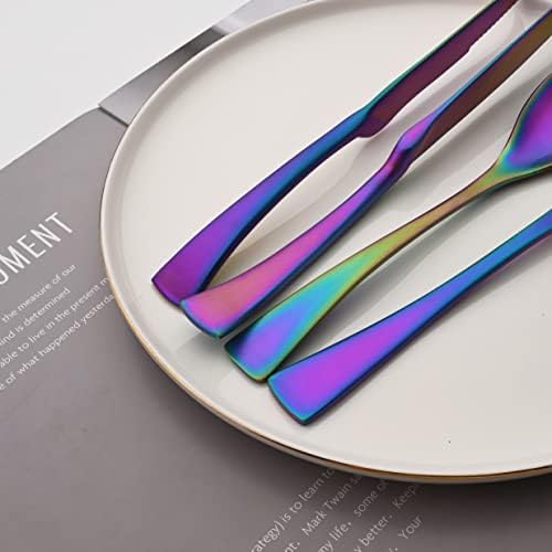 Luxury 18/10 Stainless Steel Matte Rainbow Colorful Flatware Set - Silverware Cutlery Utensil Set Steak Knife Spoon and Fork Knife Serving Set, Service for 1 (6-Piece) - Image 5