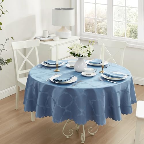 Newbridge Holiday Ribbons Bows Blue 90" Round Tablecloth - Image 6