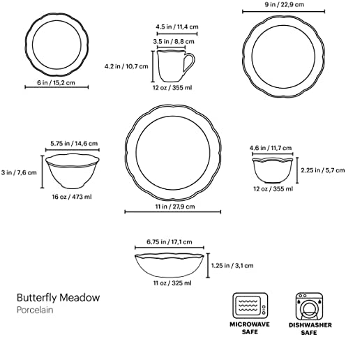 Lenox Butterfly Meadow Porcelain 28-Piece Dinnerware Set for 4 - Image 2