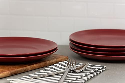 10 Strawberry Street Wazee Matte 10.5" Coupe Dinner Plate, Set of 6, Red - Image 4