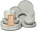 Pokini Dinnerware Sets for Family of 6, Ceramic Plates and Bowls Set, Kitchen Dish Set, Microwave & Dishwasher Safe Dishware, Highly Durable Reactive Glazed Dinner Set, Gray Green by Pokini