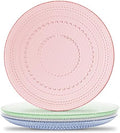 Summer Glass Dinner Plates Set of 4 10.5 Inch Pink Green Blue Clear by Yungala