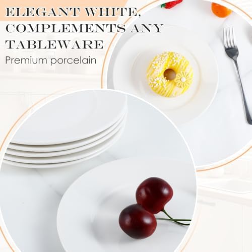 Set Of 12 7 Inch Porcelain Dessert Plates, White - Image 4