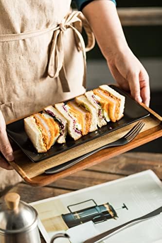 YHOSSEUN Ceramic Serving Platters Set of 4, 9.8 In Black Rectangular Plates - Image 7