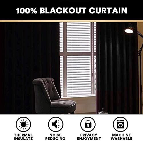 PrinceDeco 100% Blackout Curtains Navy Blue Curtains 63 Inch Length Linen Textured Thermal Insulated Black Out Drapes for Bedroom Living Room,Privacy Protection 2 Panels Set, W52 x L63 Inch