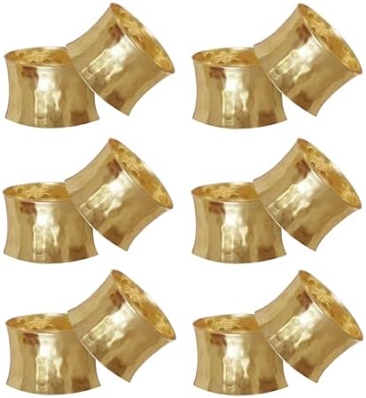 COTTON CRAFT Gold Napkin Rings - 12 Pack Hammered Metal Napkin Rings by COTTONCRAFT