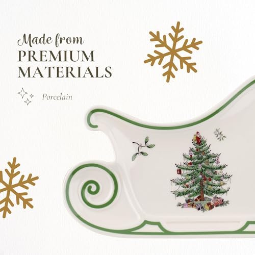 Spode Christmas Tree Embossed Sleigh Porcelain Serving Platter - Image 4