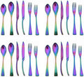 Luxury 18/10 Stainless Steel Matte Rainbow Colorful Cutlery Flatware Set - Utensil Set Steak Spoons and Forks Knife Silverware Set,Service for 4 (24-Piece) by Uniturcky