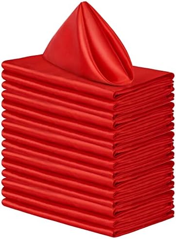 Aneco 16 Pack Square Satin Napkin Bright Silk Table Napkin Soft Smooth Fabric Table Napkin for Wedding Banquet Party Decoration, Red, 17 x 17 Inch by Aneco