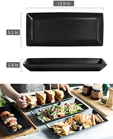 LAUCHUH Serving Platters, Porcelain Rectangular Serving Plates, 14 inches - Image 3