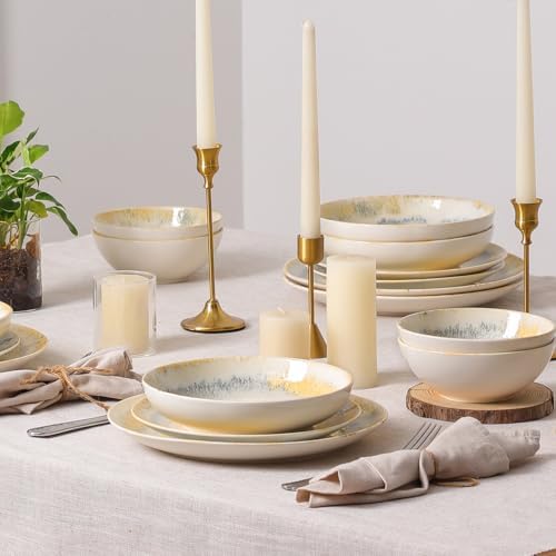 DOMICREVERY Ceramic Dinnerware Sets for 4, 16 pcs Plates and Bowls Sets - Image 5