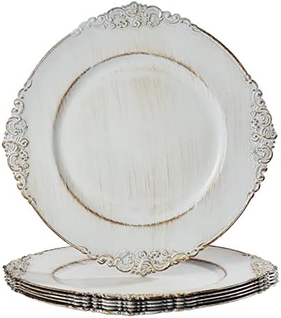 MAONAME Antique White Charger Plates, Round Plate Chargers Set of 6 by MAONAME