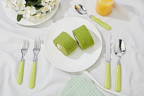 ANNOVA Silverware Set Stainless Steel Colorful Tableware Kitchen Flatware Set Utensils, Includes Dinner Knives, Forks, Spoons, Salad Forks & Dessert Spoons (Light Green, 20 Pieces) - Image 2