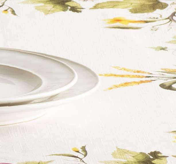 Maison d' Hermine Table Cloth Rectangle Table 100% Cotton 60 x 90 Inches Fall Tablecloth Reusable Everyday Use for Thanksgiving Christmas Decorations Dining Farmhouse (Pumpkin Garden - Cloudy Cream)