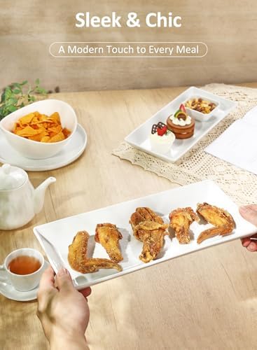 14” Large Porcelain Serving Platters, White Serving Plates Set of 4 - Image 4