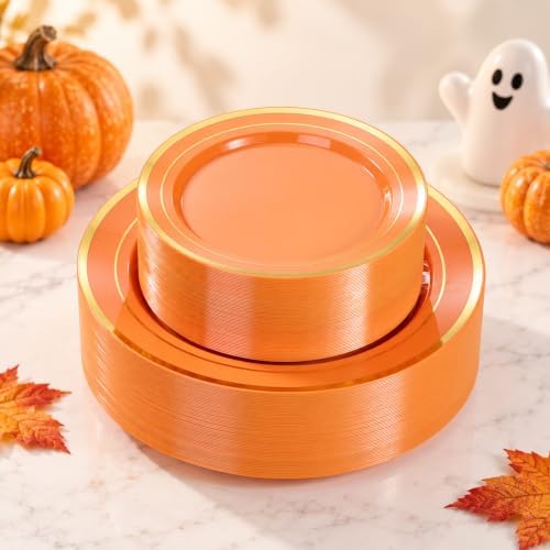 BESTVIP 100PCS Orange with Gold Plastic Plate by Bestvip