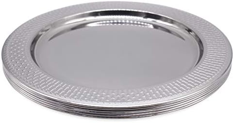 Brightalk 13-Inch Stainless Steel Beaded Charger Plates, Silver Dinner Plate Chargers Set of 6, Round Server Ware - Image 7