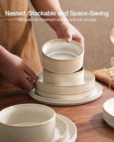 Famiware Star 8-Piece Plates and Bowls, Stoneware Dinnerware Dish Set for 4 - Image 5