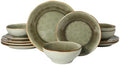 Gibson Elite Plates and Bowls Set, 12 Piece Dinnerware Set for 4, Sage by GibsonHomewares