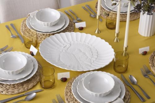 Lenox French Perle White 18in Large Serving Platter Carved Turkey Stoneware - Image 6