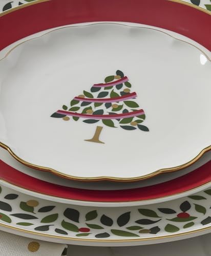 kate spade new york Evergreen Christmas Tidbit Plates, Dessert Set for 4 - Image 4