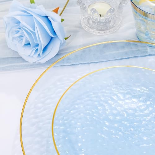 DaYammi 350PCS Clear Blue Plastic Dinnerware Set for 50 Guests - Image 6