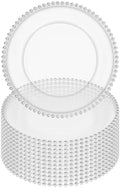12 Pack Clear Charger Plates Bulk Wedding, 13 Inch Plastic Round Dinner Chargers with Silver Beaded Rim, Acrylic Round Decorative Plates for Wedding Party Home and Tabletop Decor (Silver) by Tomeurperf