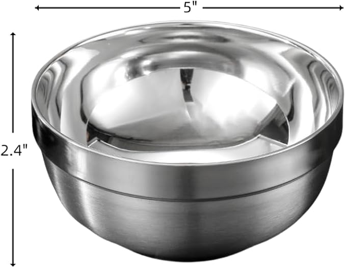 6 Pack 18/8 Stainless Steel Bowl, Double Walled Insulated Soup Bowls, 12 Oz Metal Serving Dishes Unbreakable Snack Bowl for Sauces, Rice, Noodle, Ice Cream