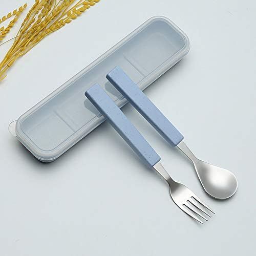 VANRA 2-Piece Children Flatware Set 18/10 Stainless Steel Child Tableware Set Silver Cutlery Set Silverware Dinner Utensils Spoon Fork Set with Travel Case for Kids (Chrome Finished) (Blue) - Image 3