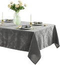 Newbridge Barcelona Damask Fabric Tablecloth, 52 x 52 Inch Square, Grey – No Iron, Soil Resistant Table Cover for Dining, Parties and Holidays by HomeBargainsPlus