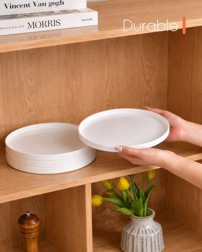 LaGlint 8 Inch Salad Plate Set of 6, White Opal Glass Round Plates - Image 5