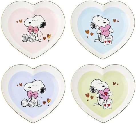 Lenox Snoopy Valentine's Day 4-Piece Heart Plates, Dessert Plate Set for 4 by Lenox