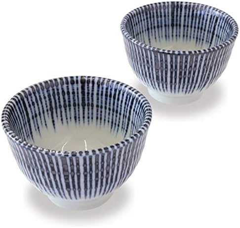 Japanese Tea Cups Green Tea Cup Yunomi Sendsn Tokusa, 3.7" 4.8 oz, Set of 2 by ProductofGifuJapan