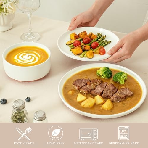 24 Piece Dinnerware Set, Dish Set for 8, Stardust Glaze White - Image 2