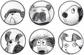 Bico Doodle Pawtrait Ceramic Appetizer Plates Set of 6, 6 Inch Small Dessert Plates for Snacks, Salad, Tablescape, Microwave and Dishwasher Safe, Gift for Housewarming and Thanksgiving by Bico