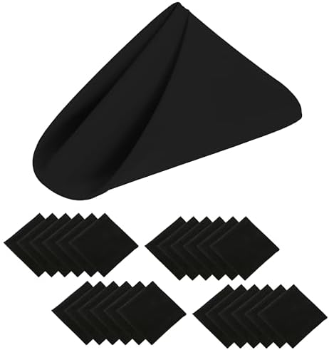 Black Cloth Napkins Set of 24,18x18 inch,Formal Dinner Napkins,Made of 100% Microfibre,Washable Cloth Napkins,Good for Restaurant, Everyday use, Parties.(Black) by KOFFOTA