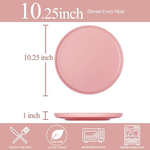 10.25-Inch Dinner Plates, Set of 4, Pink - Image 2