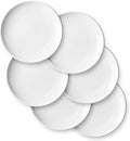 DELLING Porcelain Appetizer Plates, 7 Inch White Dessert/Salad Plates - Small Dinner Plates for Sides, Snack, Pasta - Kitchen Ceramic Serving Dishes - Set of 6