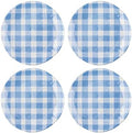 UP Gingham Melamine Round Dessert Plates, Small Serving Plates, for Appetizer, Snacks, and Side Dishes, Blue, 6 Inch, Set of 4 by UPware