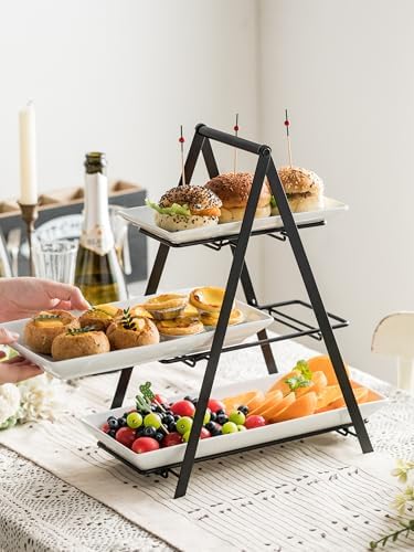 YHOSSEUN 3 Tier Serving Tray Tiered Tray Stand, 10+12+14 Inch, Black - Image 5