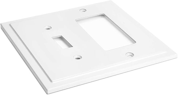 Henne Bery Modern Edge Decorative Wall Plate Switch Plate Outlet Cover, Durable Solid Zinc Alloy (Toggle/Decorator, White)